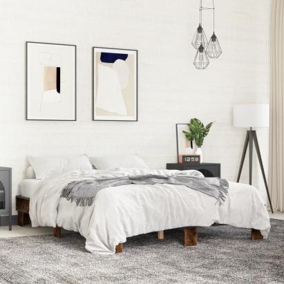 Cadru de pat, stejar fumuriu 150x200 cm lemn prelucrat și metal GartenMobel Dekor