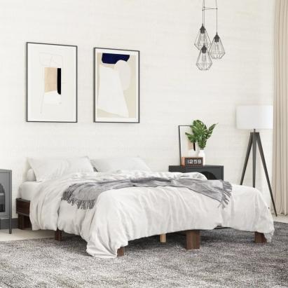 Cadru de pat, stejar maro, 150x200 cm, lemn prelucrat și metal GartenMobel Dekor