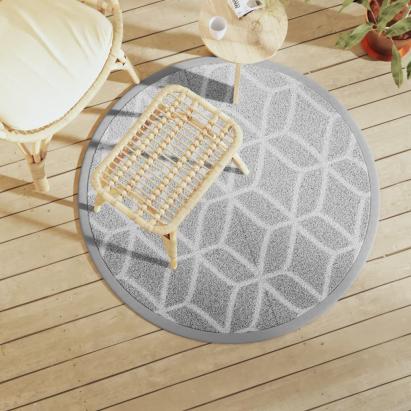 Covor de exterior, gri, Ø120 cm, PP GartenMobel Dekor