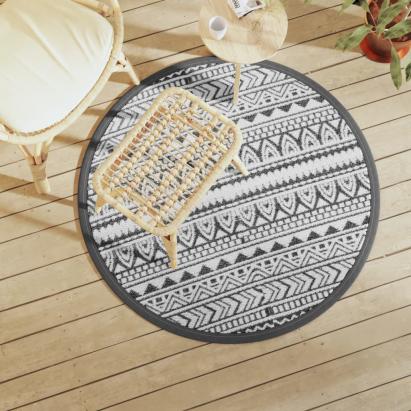 Covor de exterior, negru, Ø120 cm, PP GartenMobel Dekor