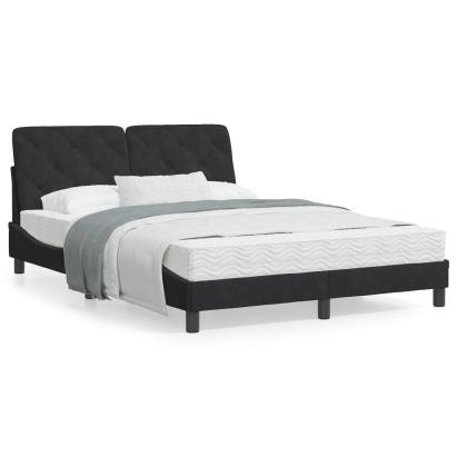 Pat cu saltea, negru, 140x190 cm, catifea GartenMobel Dekor