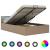 Cadru pat hidraulic ladă LED cappuccino 140 x 200 cm piele eco  GartenMobel Dekor