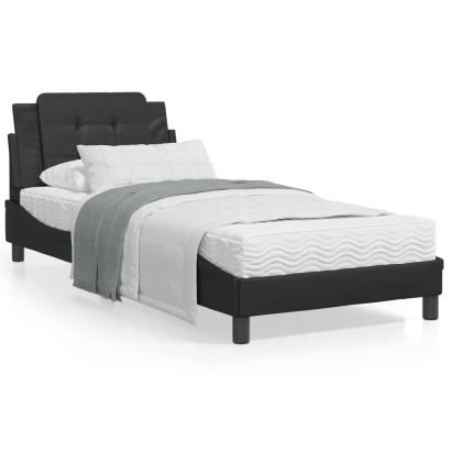 Cadru de pat cu tăblie, negru, 90x190 cm, piele ecologică GartenMobel Dekor