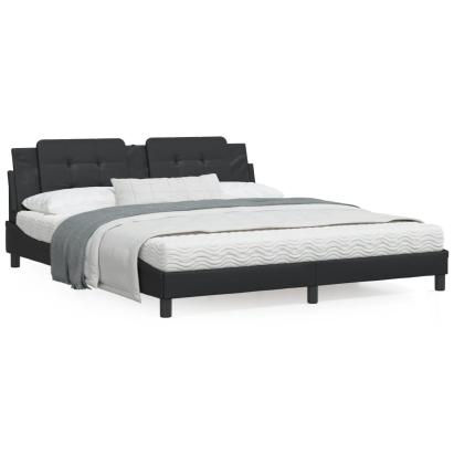 Cadru de pat cu tăblie, negru, 180x200 cm, piele ecologică GartenMobel Dekor