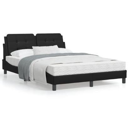 Pat cu saltea, negru, 140x200 cm, piele ecologică GartenMobel Dekor