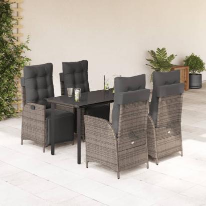 Set mobilier de grădină cu perne, 5 piese, gri, poliratan GartenMobel Dekor