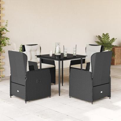 Set mobilier de grădină cu perne, 5 piese, negru, poliratan GartenMobel Dekor