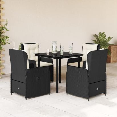 Set mobilier de grădină cu perne, 5 piese, negru, poliratan GartenMobel Dekor