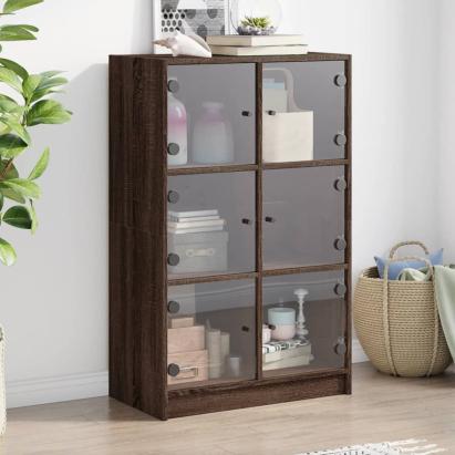 Dulapuri înalte cu uși stejar maro 68x37x109 cm, lemn prelucrat GartenMobel Dekor