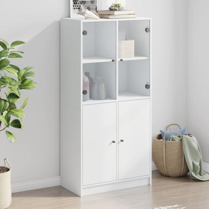 Dulapuri înalte cu uși, alb, 68x37x142 cm, lemn prelucrat GartenMobel Dekor