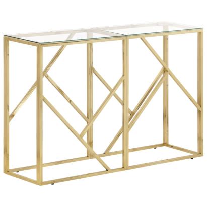 Masă consolă, oțel inoxidabil auriu și sticlă securizată GartenMobel Dekor