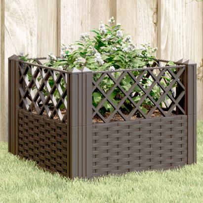 Jardinieră de grădină cu țăruși, maro, 43,5x43,5x43,5 cm, PP GartenMobel Dekor