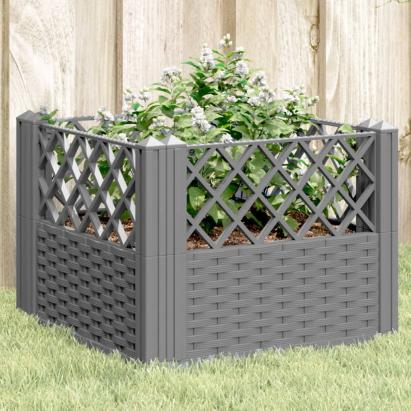 Jardinieră grădină cu țăruși gri deschis, 43,5x43,5x43,5 cm, PP GartenMobel Dekor