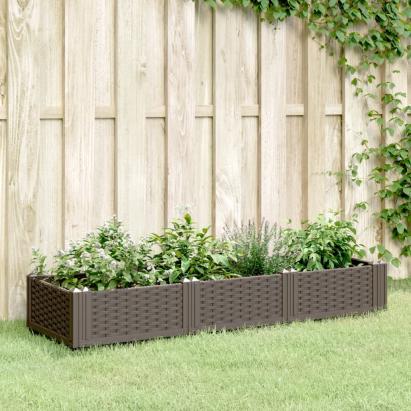 Jardinieră de grădină cu țăruși, maro, 125x40x28,5 cm, PP GartenMobel Dekor