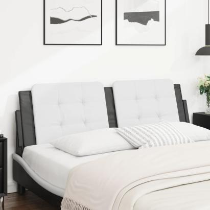 Pernă pentru tăblie pat, alb și negru, 160cm, piele artificială GartenMobel Dekor