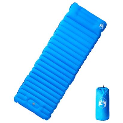 Saltea de camping auto-gonflabilă, cu pernă integrată, albastru GartenMobel Dekor