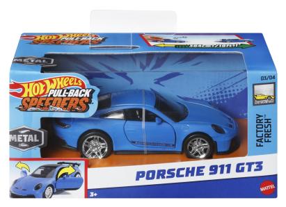 HOT WHEELS MASINUTA METALICA CU SISTEM PULL BACK PORSCHE 911 GT3 SCARA 1:43 SuperHeroes ToysZone