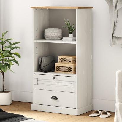 Bibliotecă VIGO, alb, 60x35x114,5 cm, lemn masiv de pin GartenMobel Dekor