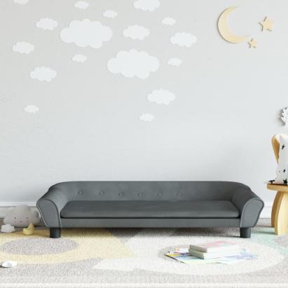 Canapea pentru copii, gri închis, 100x50x26 cm, catifea GartenMobel Dekor