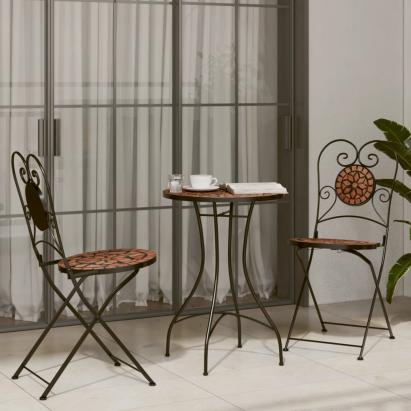 Set de bistro cu mozaic, cărămiziu, fier și ceramică GartenMobel Dekor
