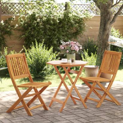 Set de bistro pliabil, 3 piese, lemn masiv de acacia GartenMobel Dekor