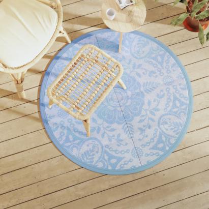 Covor de exterior, bleu, Ø120 cm, PP GartenMobel Dekor