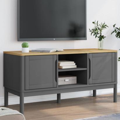 Dulap TV "FLORO", gri, 114x43x55 cm, lemn masiv de pin GartenMobel Dekor