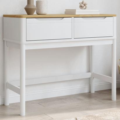 Măsuță consolă FLORO alb 89,5x36,5x73 cm lemn masiv de pin GartenMobel Dekor