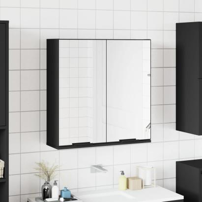 Dulap baie cu oglindă negru 64x20x67 cm lemn compozit GartenMobel Dekor