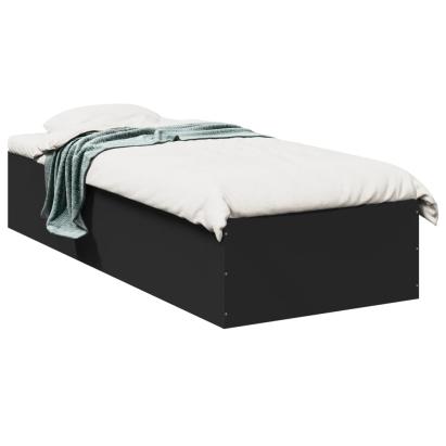 Cadru de pat, negru, 75x190 cm, lemn prelucrat GartenMobel Dekor