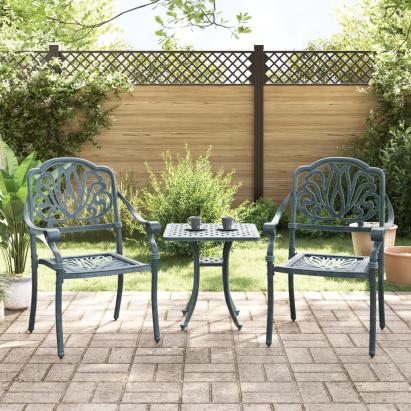 Scaune de grădină, 2 buc., verde, aluminiu turnat GartenMobel Dekor