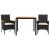 Set mobilier grădină perne 3 piese negru poliratan/lemn acacia GartenMobel Dekor