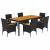 Set mobilier grădină perne 7 piese negru poliratan/lemn acacia GartenMobel Dekor