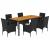 Set mobilier grădină perne 7 piese negru poliratan/lemn acacia GartenMobel Dekor