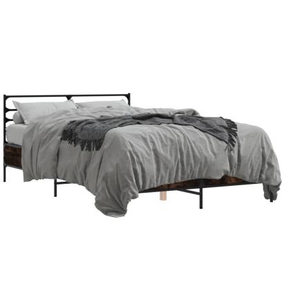 Cadru de pat, stejar fumuriu 120x200 cm lemn prelucrat și metal GartenMobel Dekor