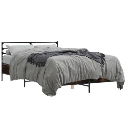Cadru de pat, stejar fumuriu 140x200 cm lemn prelucrat și metal GartenMobel Dekor