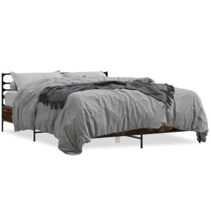 Cadru de pat, stejar fumuriu 150x200 cm lemn prelucrat și metal GartenMobel Dekor