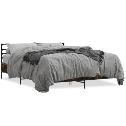 Cadru de pat, stejar fumuriu 160x200 cm lemn prelucrat și metal GartenMobel Dekor