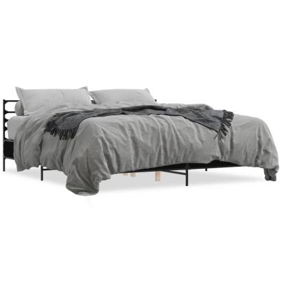 Cadru de pat negru 180x200 cm din lemn prelucrat și metal GartenMobel Dekor