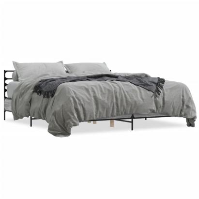 Cadru de pat, gri sonoma, 180x200 cm, lemn prelucrat și metal GartenMobel Dekor
