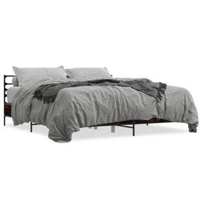 Cadru de pat, stejar fumuriu 200x200 cm lemn prelucrat și metal GartenMobel Dekor