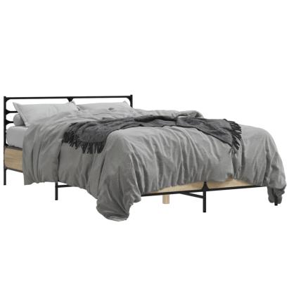 Cadru de pat, stejar sonoma, 135x190cm, lemn prelucrat și metal GartenMobel Dekor