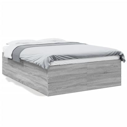 Cadru de pat, gri sonoma, 135x190 cm, lemn prelucrat GartenMobel Dekor