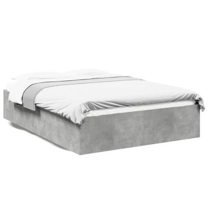 Cadru de pat, gri beton, 135x190 cm, lemn prelucrat GartenMobel Dekor