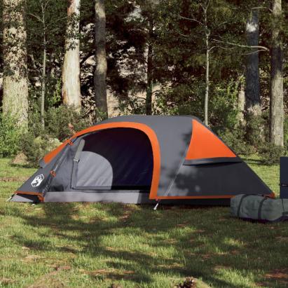 Cort de camping pentru 1 persoană, gri/portocaliu, impermeabil GartenMobel Dekor