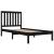 Cadru de pat mic single, negru, 75x190 cm, lemn masiv de pin GartenMobel Dekor