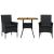 Set mobilier grădină perne 3 piese negru poliratan/lemn acacia GartenMobel Dekor