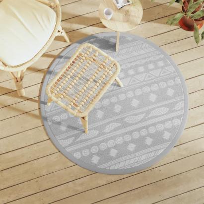 Covor de exterior, gri, Ø120 cm, PP GartenMobel Dekor