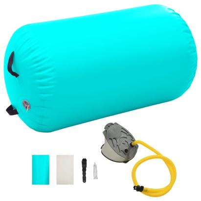 Rulou de gimnastică gonflabil cu pompă, verde, 100 x 60 cm, PVC GartenMobel Dekor