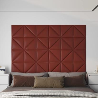 Panouri de perete 12 buc. roșu vin 30x30 cm, piele eco, 0,54 m² GartenMobel Dekor